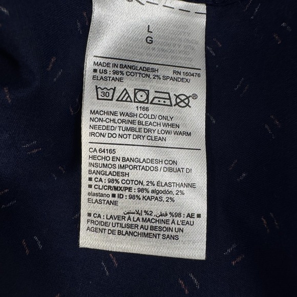 Old Navy Everyday Shirt Men L Navy Blue Slim Fit Built-In Flex Dash Pattern - Picture 7 of 8